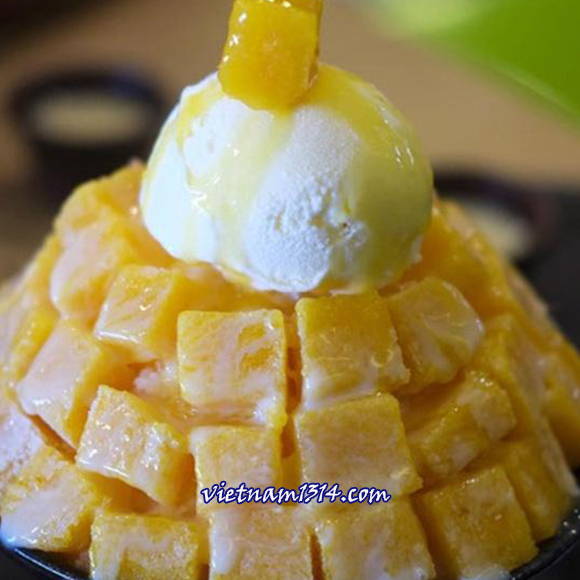 越南胡志明市夏季五種好吃的芒果冰品：芒果綿綿冰
